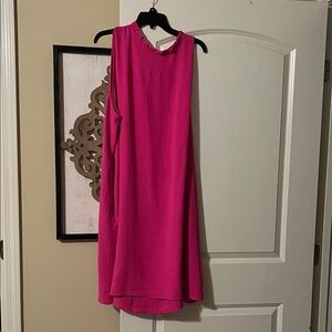 Chic Sleeveless High-Low Dress in Vibrant Pink